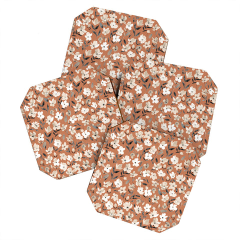 Ninola Design Fresh romantic flowers Copper Coaster Set