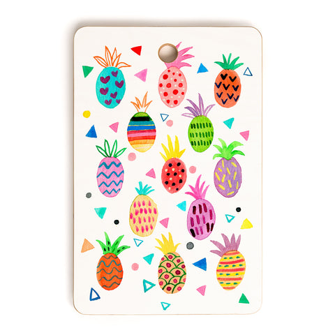 Ninola Design Geo pineapples Multicolored Cutting Board Rectangle