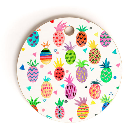 Ninola Design Geo pineapples Multicolored Cutting Board Round