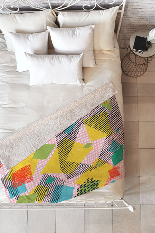 Ninola Design Geometric patches multi Fleece Throw Blanket
