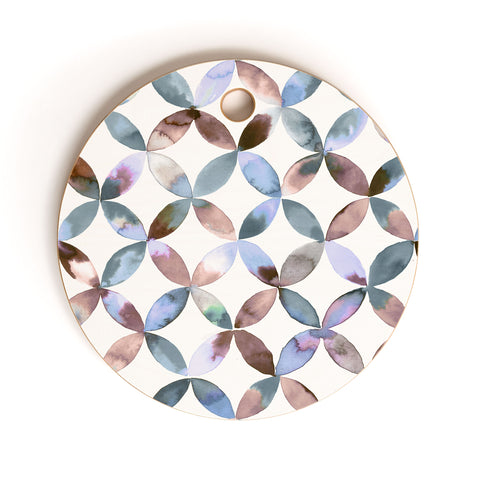 Ninola Design Geometric petals tile Pastel Cutting Board Round