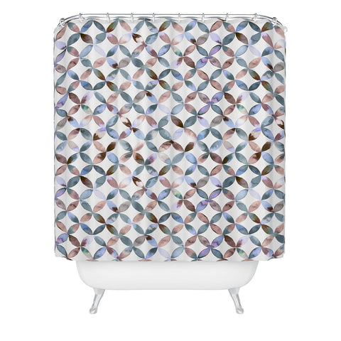 Ninola Design Geometric petals tile Pastel Shower Curtain