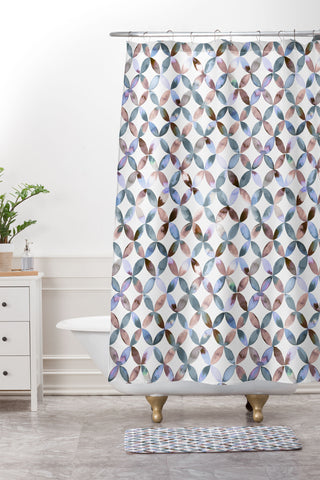 Ninola Design Geometric petals tile Pastel Shower Curtain And Mat