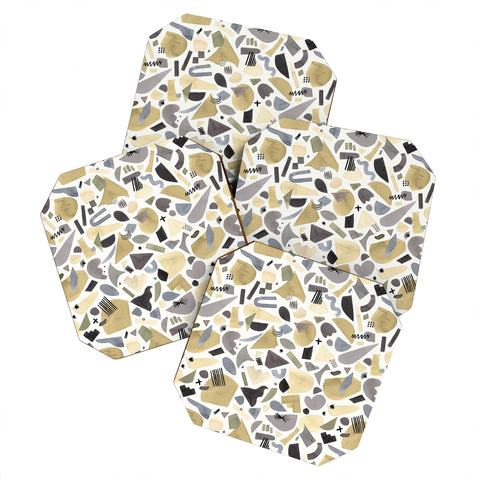 Ninola Design Geometric shapes Gold silver Coaster Set