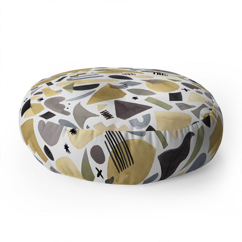 Ninola Design Geometric shapes Gold silver Floor Pillow Round