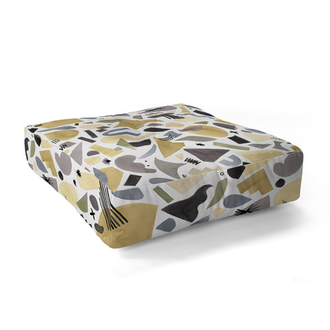 Ninola Design Geometric shapes Gold silver Floor Pillow Square