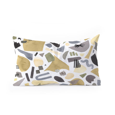 Ninola Design Geometric shapes Gold silver Oblong Throw Pillow