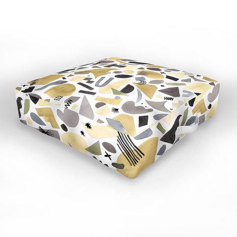 Ninola Design Geometric shapes Gold silver Outdoor Floor Cushion
