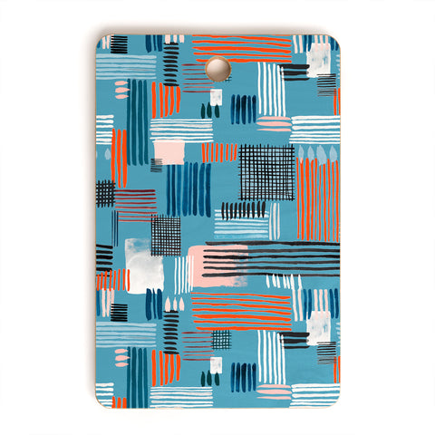 Ninola Design Geometric stripy stitches blue Cutting Board Rectangle