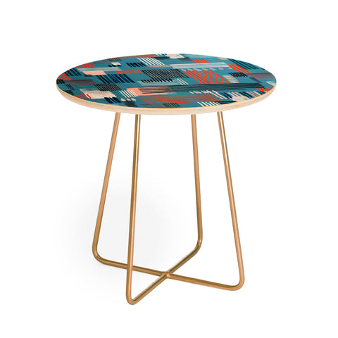 Ninola Design Geometric stripy stitches blue Round Side Table