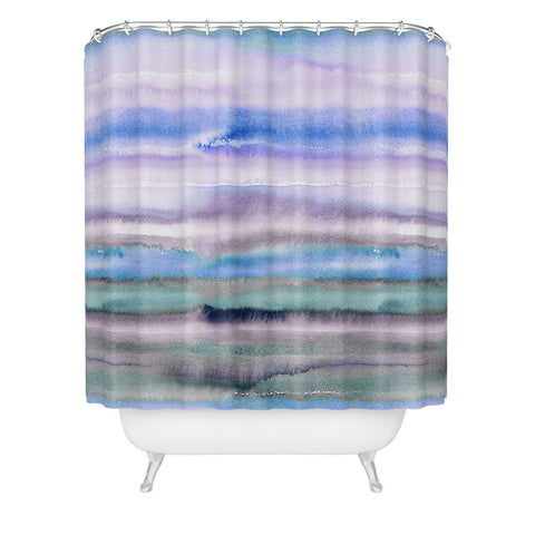 Ninola Design Gradient landscape watercolor blue Shower Curtain