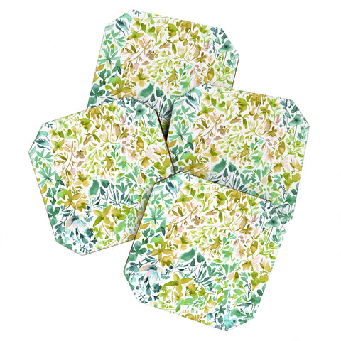 Ninola Design Green flowers and plants ivy Coaster Set