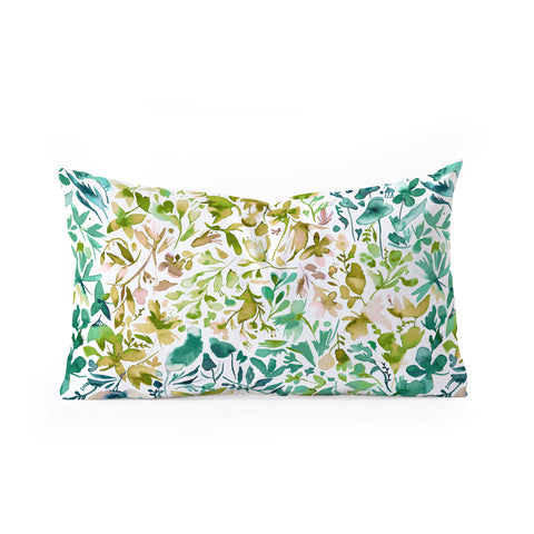 Ninola Design Green flowers and plants ivy Oblong Throw Pillow