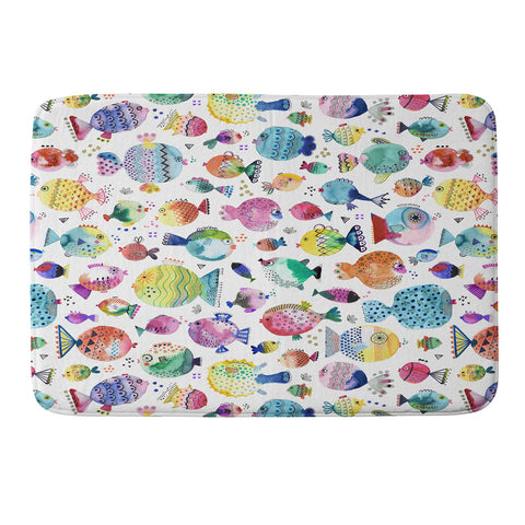 Ninola Design Happy colorful fishes Memory Foam Bath Mat