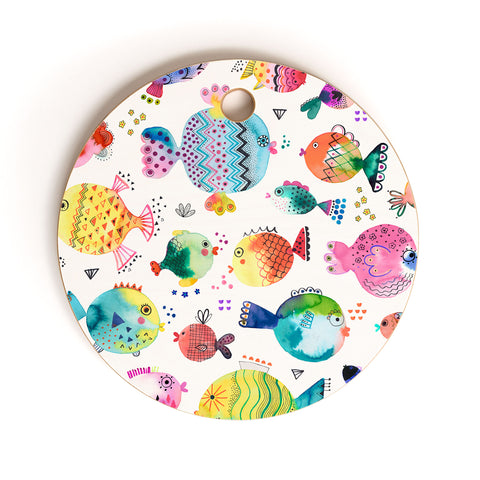 Ninola Design Happy colorful fishes Cutting Board Round