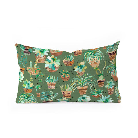 Ninola Design Home plants love Green Oblong Throw Pillow