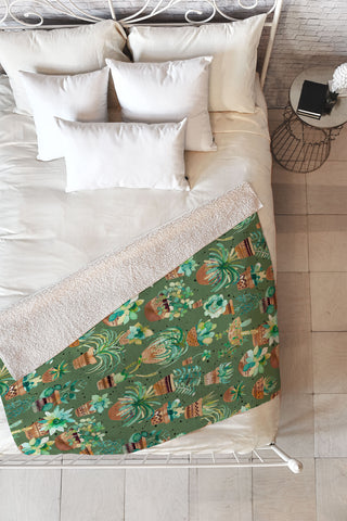 Ninola Design Home plants love Green Fleece Throw Blanket