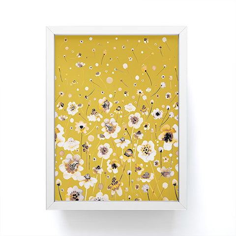 Ninola Design Ink flowers Mustard Framed Mini Art Print