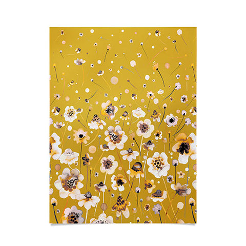 Ninola Design Ink flowers Mustard Poster