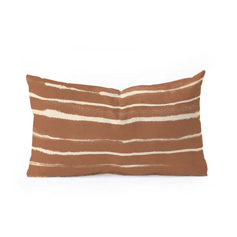 Ninola Design Ink stripes terracota Oblong Throw Pillow