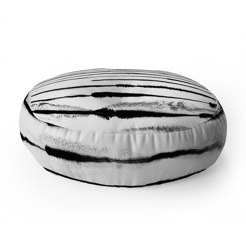 Ninola Design Ink stripes White Floor Pillow Round