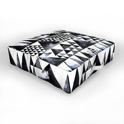 Ninola Design Japandi Geometric Triangles Outdoor Floor Cushion