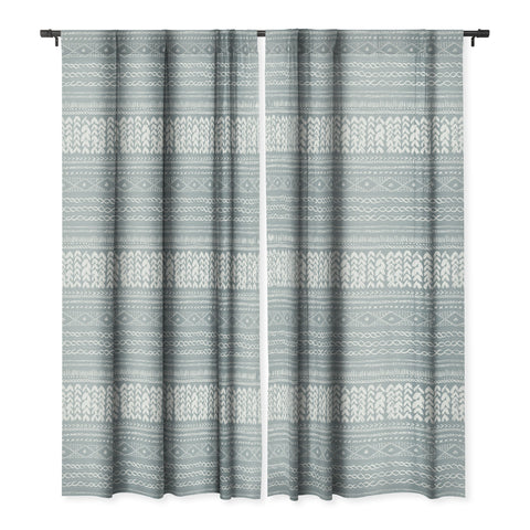 Ninola Design Jersey Wool Garlands Teal Blackout Window Curtain