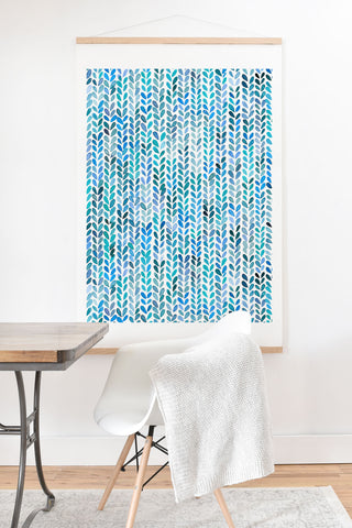 Ninola Design Knit texture Blue Art Print And Hanger
