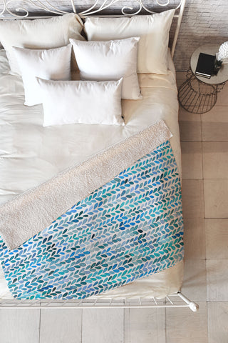 Ninola Design Knit texture Blue Fleece Throw Blanket
