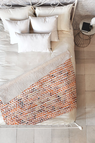 Ninola Design Knit texture Gold Orange Fleece Throw Blanket