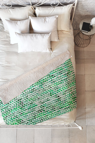Ninola Design Knitting texture Green Fleece Throw Blanket