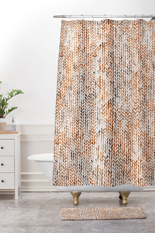 Ninola Design Knitting Wool Fall Terracotta Shower Curtain And Mat