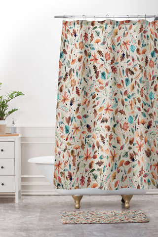 Ninola Design Little Autumn Leaves Shower Curtain And Mat