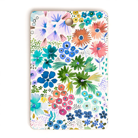 Ninola Design Little expressive flowers Blue Cutting Board Rectangle
