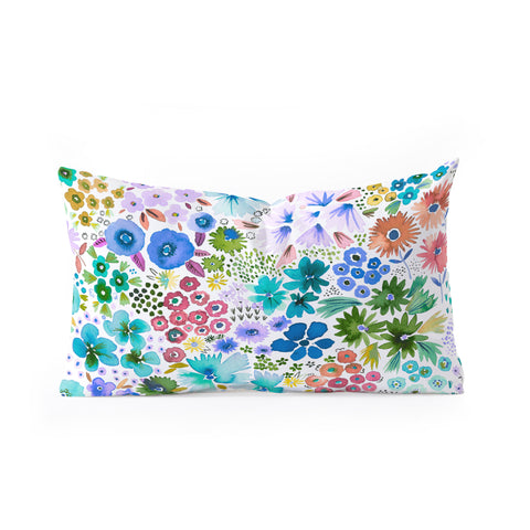 Ninola Design Little expressive flowers Blue Oblong Throw Pillow