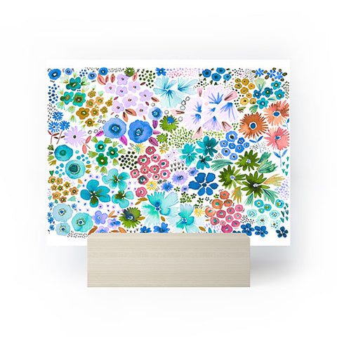 Ninola Design Little expressive flowers Blue Mini Art Print