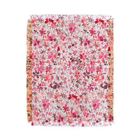 Ninola Design Little Spring Flowers Coral Throw Blanket