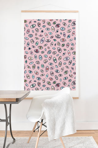 Ninola Design Looking eyes Pink Art Print And Hanger