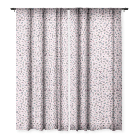 Ninola Design Looking eyes Pink Sheer Window Curtain