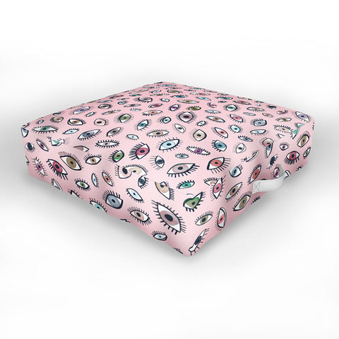 Ninola Design Looking eyes Pink Outdoor Floor Cushion