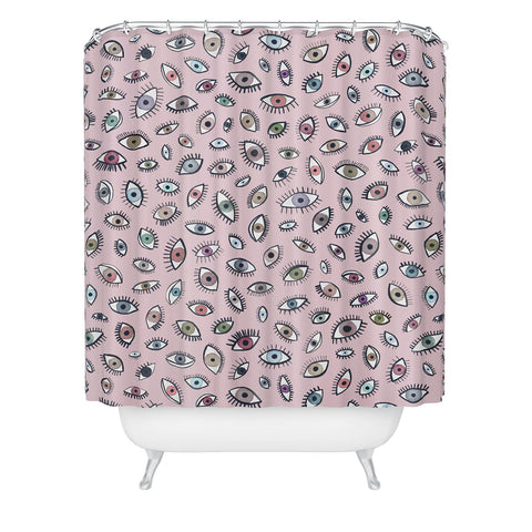Ninola Design Looking eyes Pink Shower Curtain
