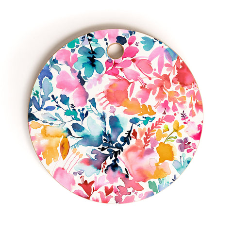 Ninola Design Magic watercolor flowers Cutting Board Round
