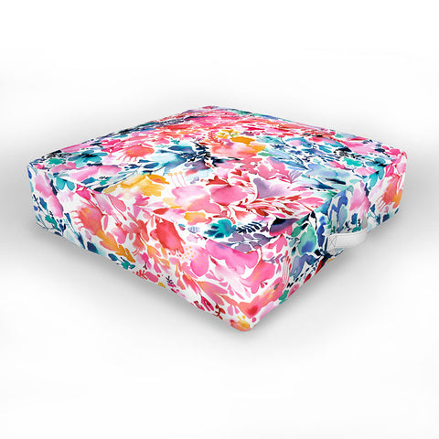 Ninola Design Magic watercolor flowers Outdoor Floor Cushion