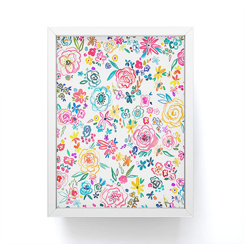 Ninola Design Matisse scribble flowers Multicolored Framed Mini Art Print