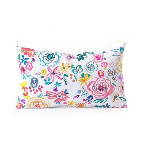 Ninola Design Matisse scribble flowers Multicolored Oblong Throw Pillow