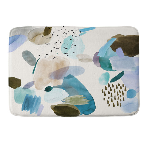 Ninola Design Mineral Abstract Blue Sea Memory Foam Bath Mat