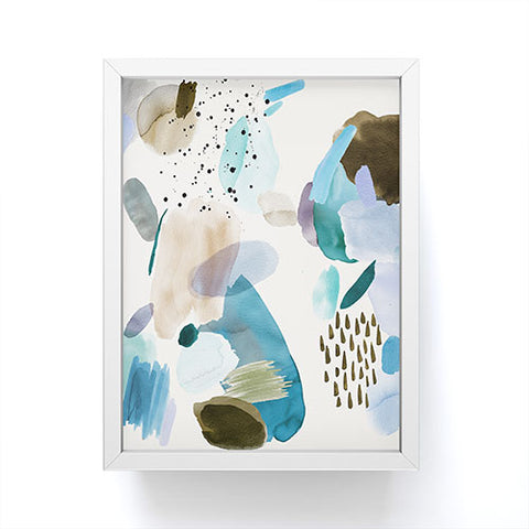 Ninola Design Mineral Abstract Blue Sea Framed Mini Art Print