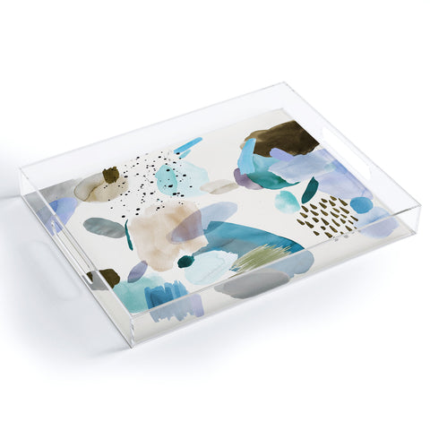 Ninola Design Mineral Abstract Blue Sea Acrylic Tray
