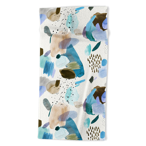 Ninola Design Mineral Abstract Blue Sea Beach Towel