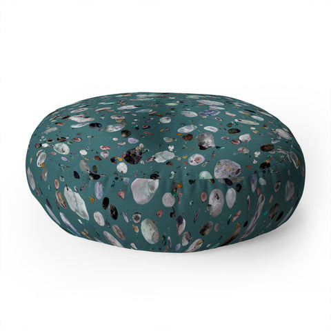 Ninola Design Mineral terrazzo green Floor Pillow Round